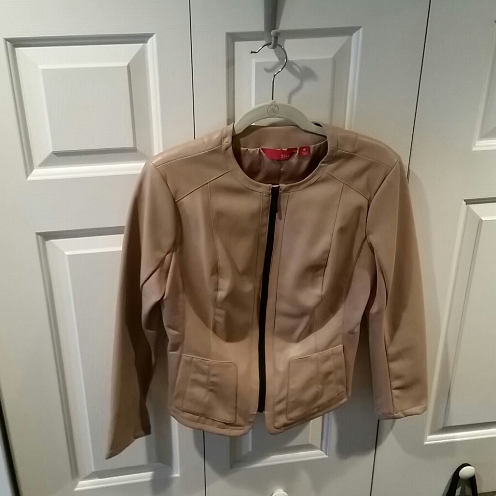 Faux leather short jacket with Ponte panels